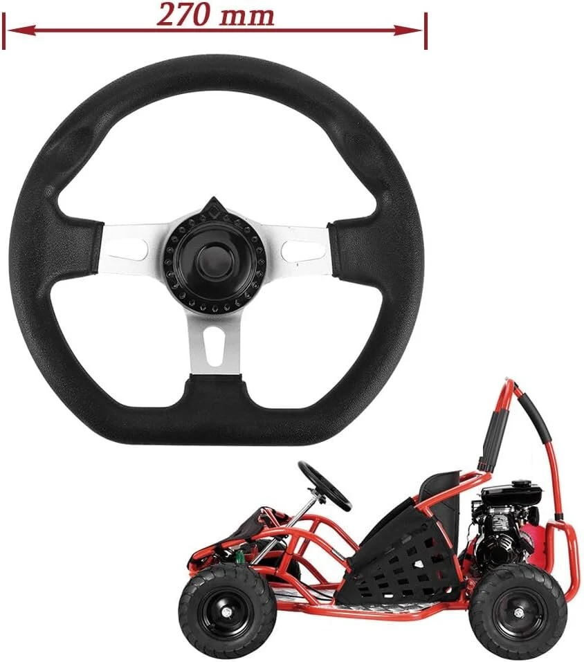 Vairas 270 mm universalus automobilio vairo komplektas, tinkantis kartingams, bagiams, lenktyniniams vežimėliams