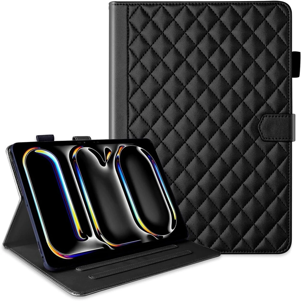 Vaitasy dėklas, skirtas Ipad Pro 11 2024 (m4) 11 colių planšetiniam kompiuteriui, verslo Pu odos apsauginis dėklas, skirtas Ipad Pro 11 2024 su kortelių lizdo stovu, juodas