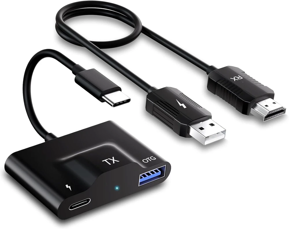 Vaizdo grotuvas Anytrox belaidis hdmi siųstuvas ir imtuvas, usb c į hdmi belaidis siųstuvas ir imtuvas, 1080p belaidis ekrano plėtiklis vaizdo/garso srautiniam perdavimui iš telefono/planšetinio kompiuterio/nešiojamojo kompiuterio į televizorių, projektorių, monitorių