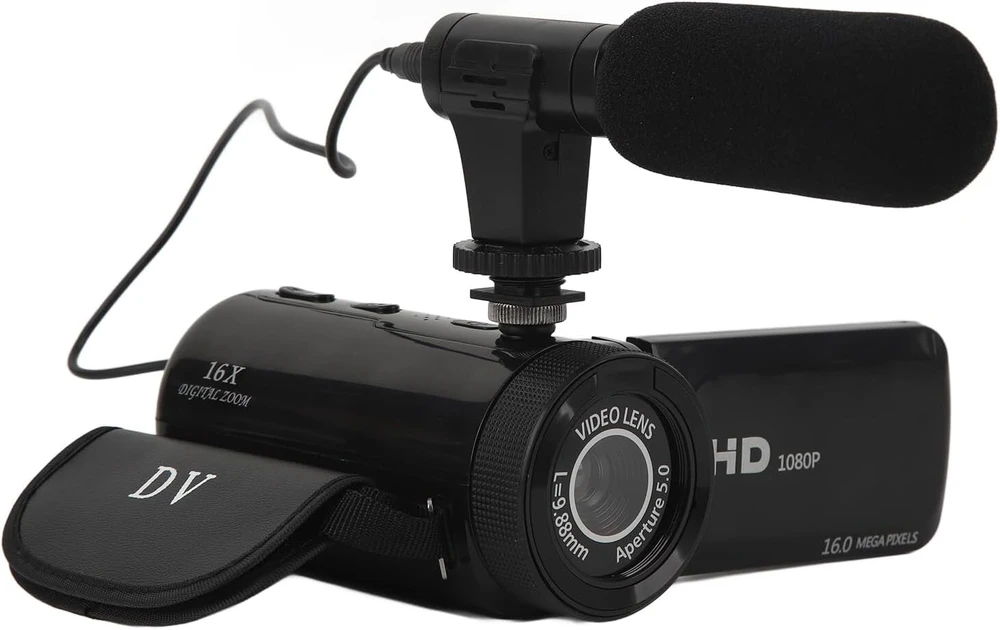 Vaizdo kamera, Full Hd 1080p vlogų kamera su 2,4 colių Ips jutikliniu ekranu, 16x priartinimas, 16mp skaitmeninė vaizdo kamera su papildomu apšvietimu, skirta „youtube“