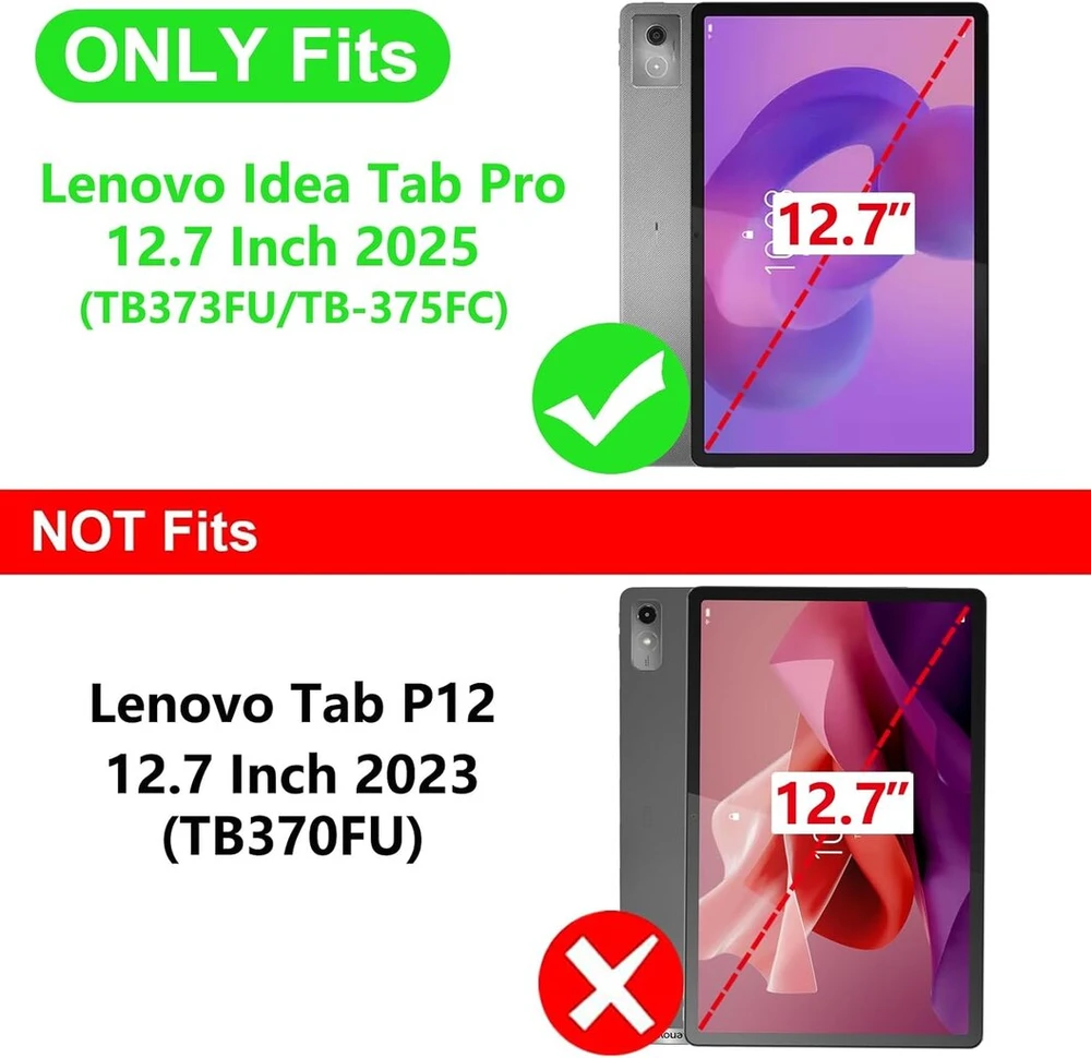 Vakarey dėklas, skirtas Lenovo Idea Tab Pro, su rašiklio laikikliu, itin plonas išmanusis dėklas, skirtas Lenovo Tab Pro 12.7 colių 2025, juodas