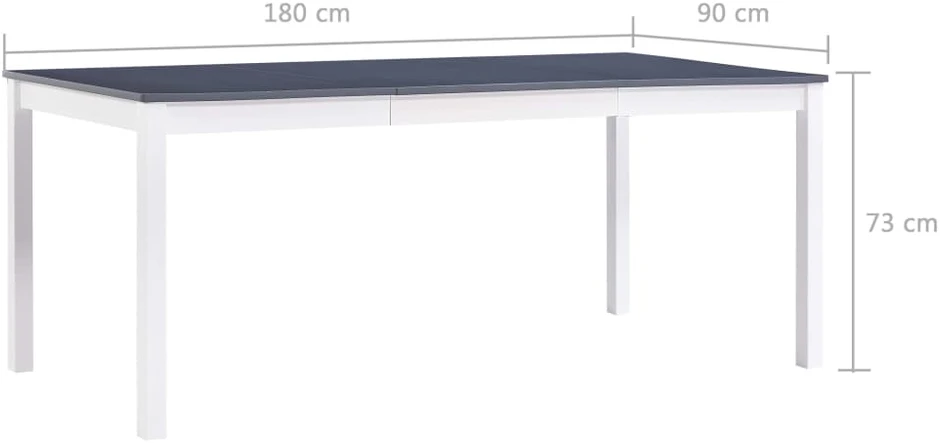 Valgom. stalas, balt. ir pilk. sp., 180x90x73cm, puš. med. mas.