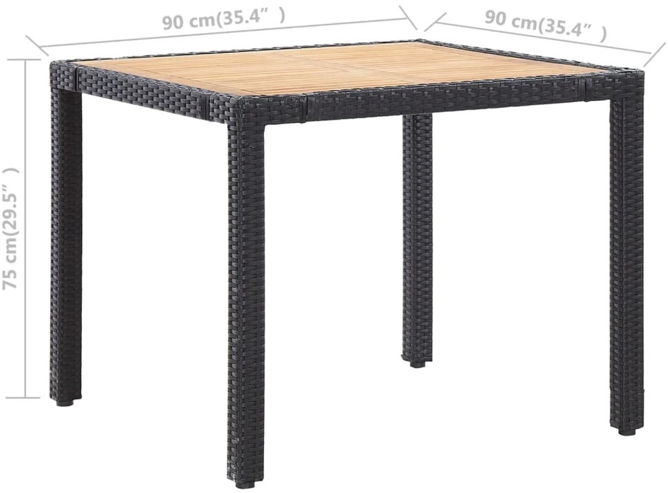 Lauko baldų komplektas Valgomojo komplektas su pagalvėmis, 5 dalių, juodas, ratanas