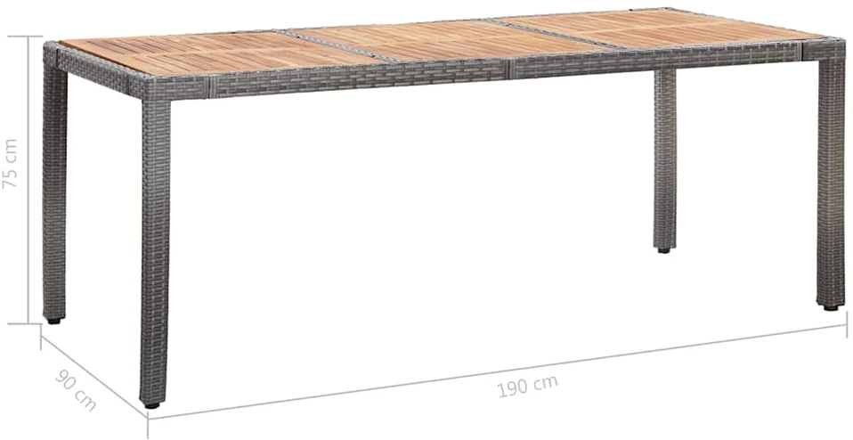Lauko baldų komplektas Valgomojo komplektas su pagalvėmis, 9 dalių, pilkas, ratanas
