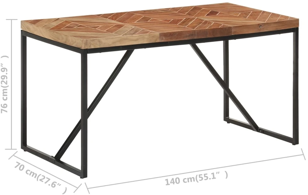 Valgomojo stalas, 140x70x76cm, akacija ir mango mediena