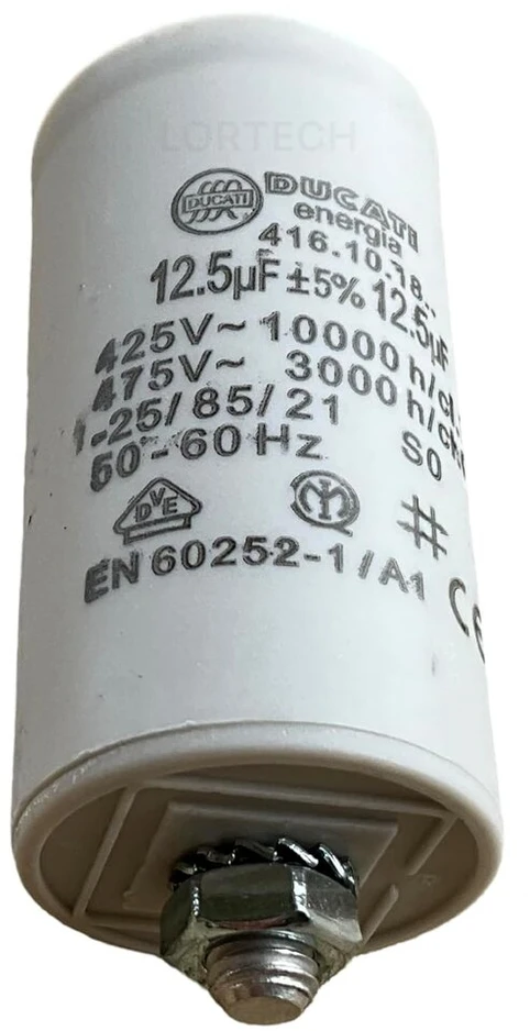 Variklio kondensatorius 12.5µf, 24v Dc, polipropileno, stačiakampis