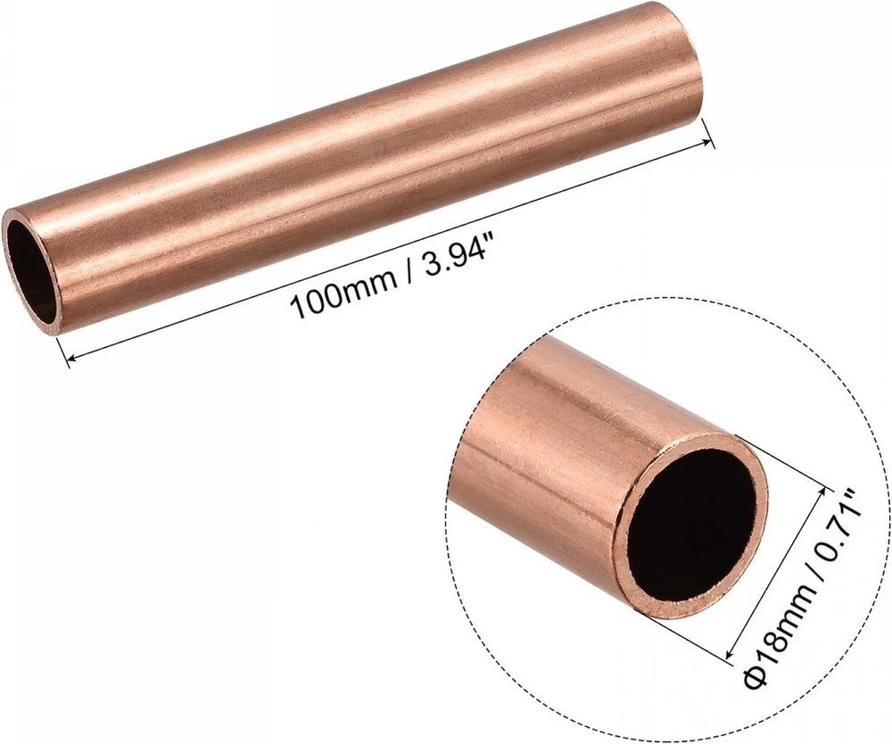 Varinis vamzdis 18 mm išorinis skersmuo, 1.5 mm sienelė, 10 cm ilgis