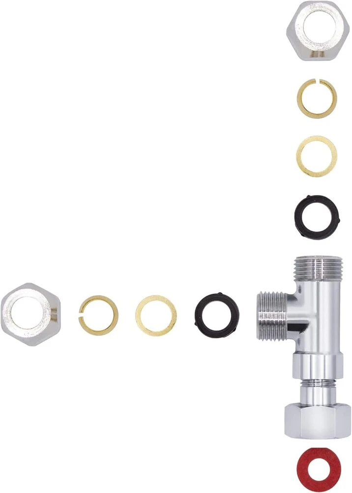 Varioan 10360 3/8" žalvarinis T-formos jungiklis, chromuotas