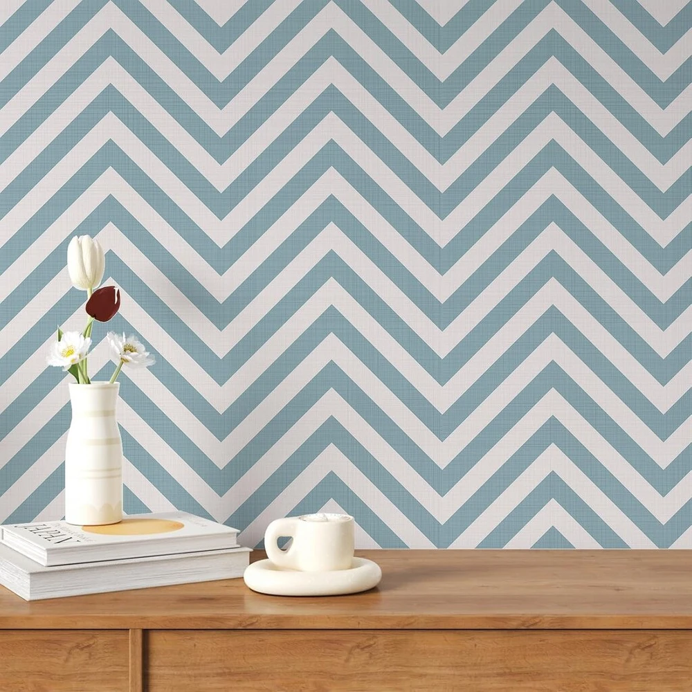 Varypaper tapetai dryžuoti mėlyni balti modernūs lipnūs tapetai lipni siena 44,5 cm x 200 cm lipni plėvelė raštuota lipni plėvelė baldams geometriniai tapetai svetainės miegamasis