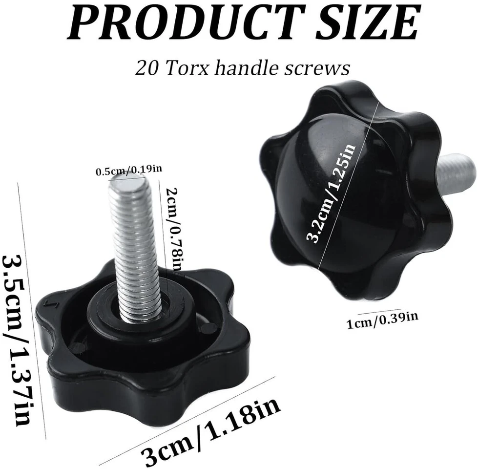 Varžtai su žvaigždine galvute M6 x 20 mm, 20 vnt.
