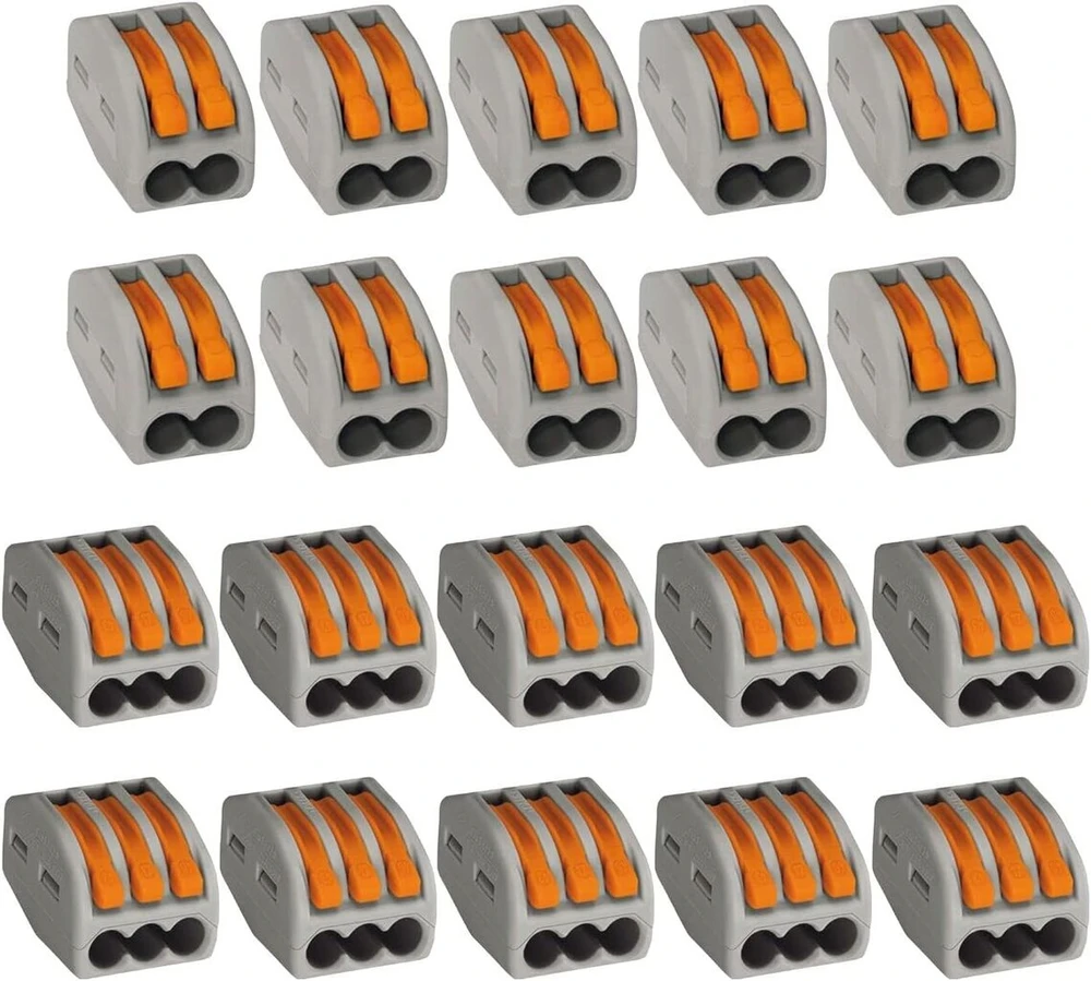 Vasalat Wago 222 gnybtų 2/3 gyslų 4 mm² rinkinys, jungiamieji gnybtai, pilka/oranžinė