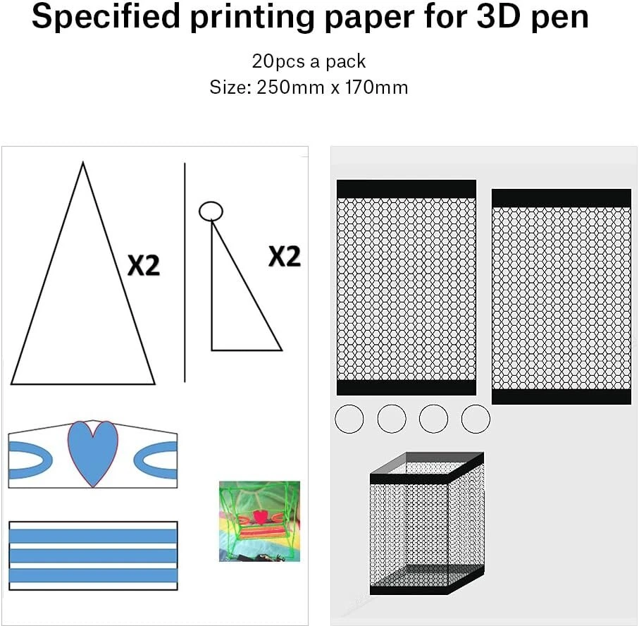 Vbestlife 20 vienetų 3d popieriniai trafaretų rinkiniai, popieriaus formos, 3d rašiklis, skirtas 3d spausdinimo rašikliams, 3d rašikliai, modeliai vaikams, „pasidaryk pats“, balti