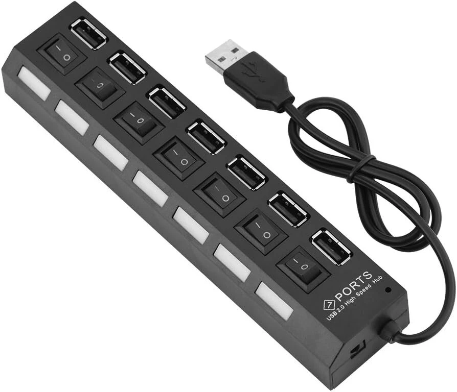 Vbestlife 7 prievadų Usb 2.0 šakotuvas, 480 Mbps