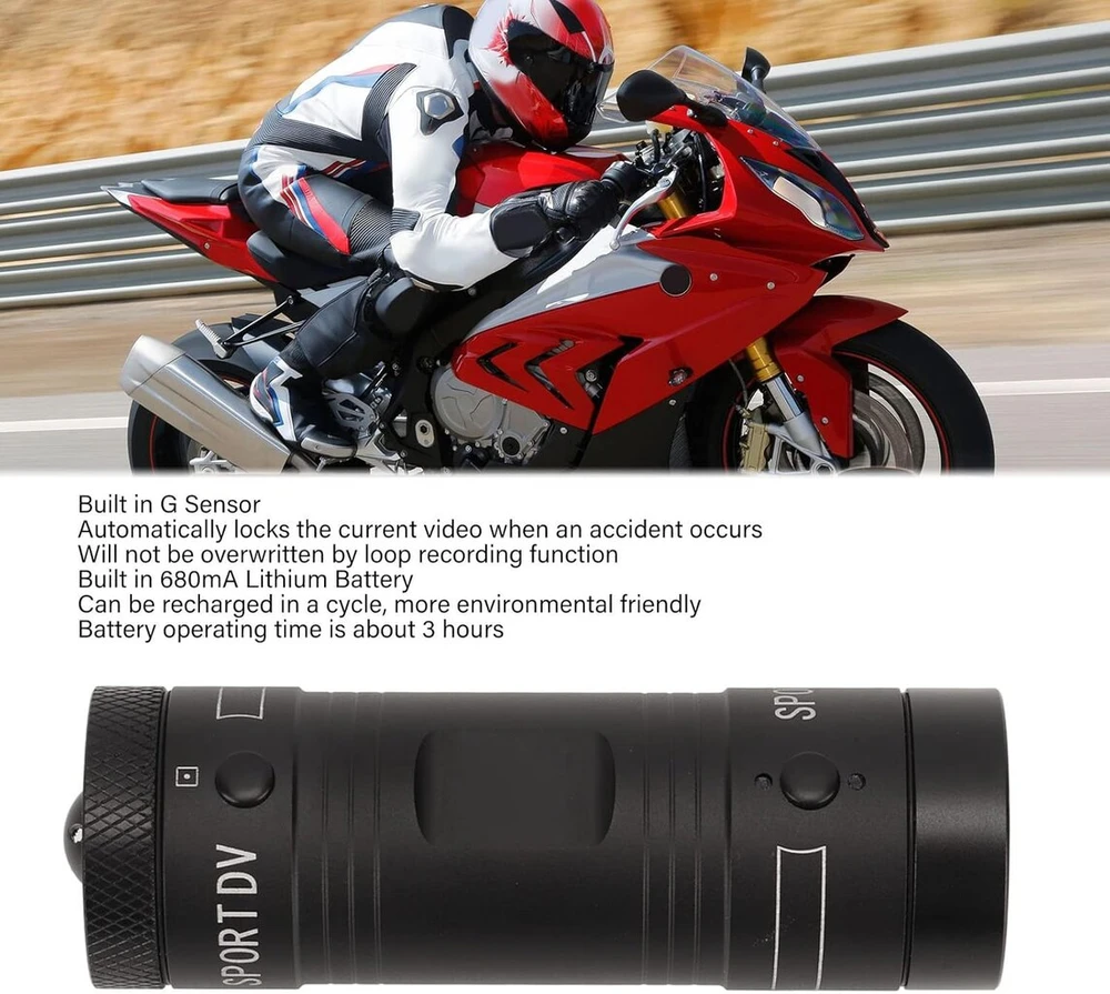 Vbestlife motociklo šalmo kamera, 1080p hd vandeniui atspari smūgiams dviračio vaizdo kamera, įrašymas ciklu, įkraunama mini sporto vaizdo kamera motociklams