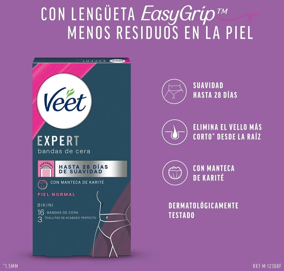 Veet Expert vaško juostelės bikini zonai su taukmedžio sviestu