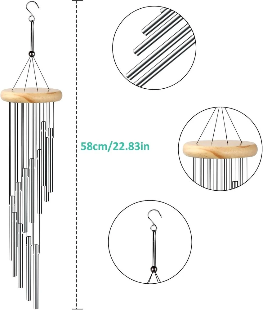 Vėjo varpeliai sodui ir balkonui, 58 cm, 12 vamzdelių