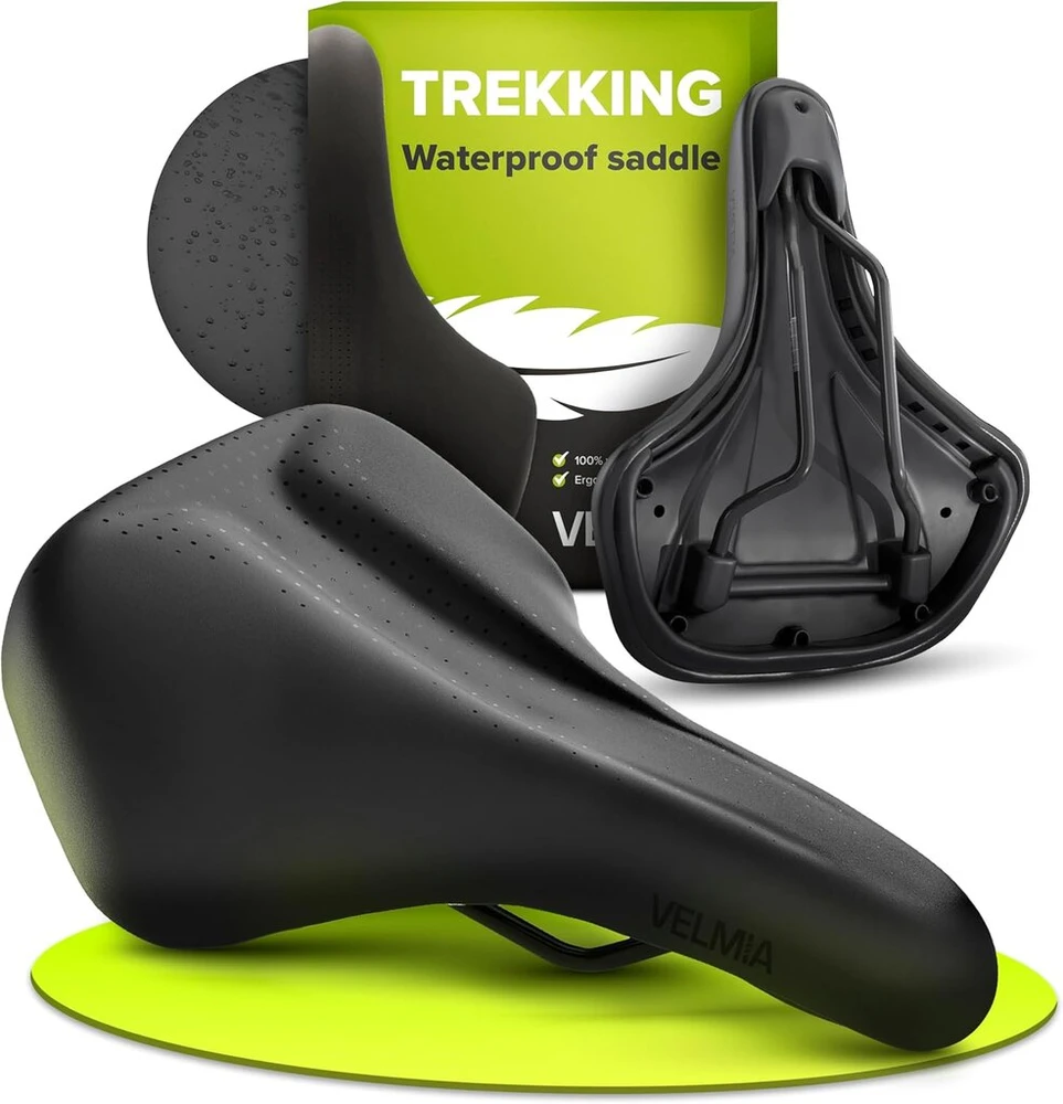 Velmia dviračio balnelis 100% atsparus vandeniui, vientisas ir ergonomiškas dizainas - patogus dviračio balnelis vyrams ir moterims, idealus e-dviračiams, trekking ir miesto, taip pat kalnų dviračiams, balnelis