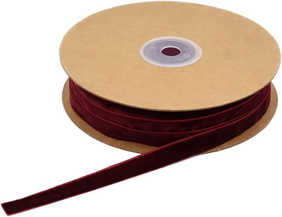 Velvetinė dovanų juostelė papuošalų juostelė, 10 mm x 20 m, velvetas, dekoratyvinė juostelė, pūkelinė juostelė, velvetinis apvadas vestuvėms, vakarėliui, gimtadieniui, dovanų pakavimui, kalėdinė juostelė, rankdarbiams, galvos juostelėms, vyno raudona