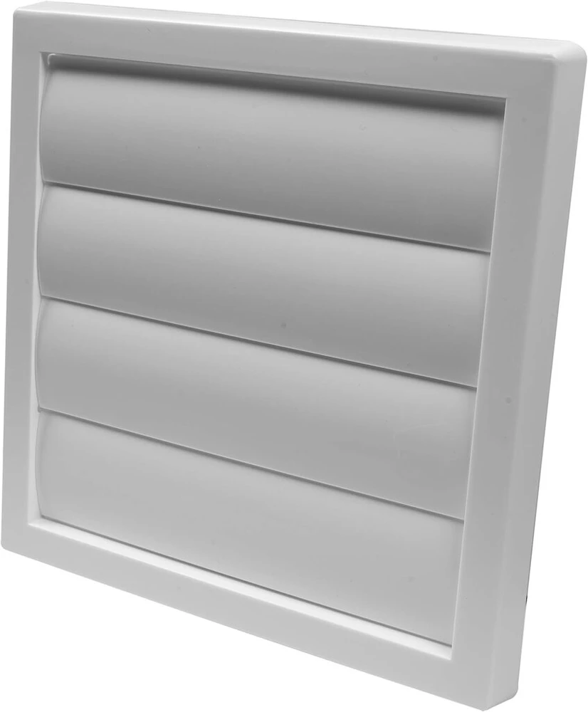 Vent Systems 150 mm baltas ištraukimo gaubtas - džiovyklės gaubtas - ventiliacijos gaubtas - plastikinė oro tiekimo grotelė - 190 mm x 190 mm
