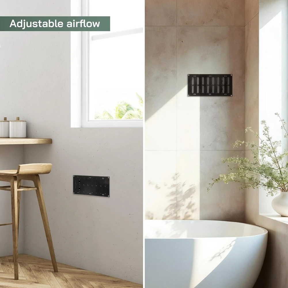 Vent Systems 300 x 150 mm metalinė ventiliacijos grotelė - stačiakampė juoda ištraukimo grotelė - reguliuojamas vamzdžio dangtelis - ventiliacijos grotelė šildymui/vėsinimui, oro kondicionavimui, naudojimui patalpose ir lauke