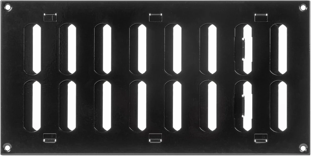 Vent Systems 300 x 150 mm metalinė ventiliacijos grotelė - stačiakampė juoda ištraukimo grotelė - reguliuojamas vamzdžio dangtelis - ventiliacijos grotelė šildymui/vėsinimui, oro kondicionavimui, naudojimui patalpose ir lauke