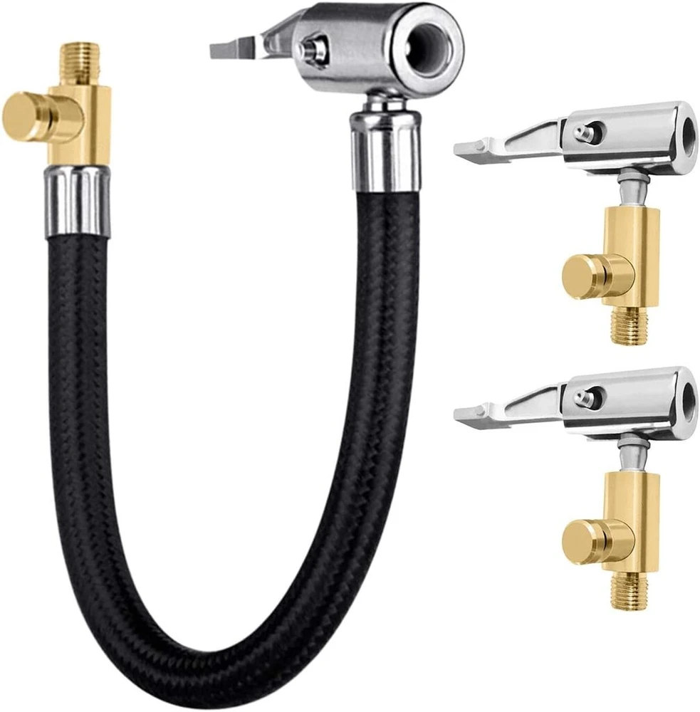Ventilio prailgintuvas, automobilių ventilių rinkinys, 40 cm padangų pripūtimo žarna su 2 vnt. 8 mm automobilio ventilio adapteriu, padangų pripūtimo žarna oro siurblio adapteriui, automobiliui, dviračiui, motociklui, kompresoriui Dmp180z/dmp181z, juoda