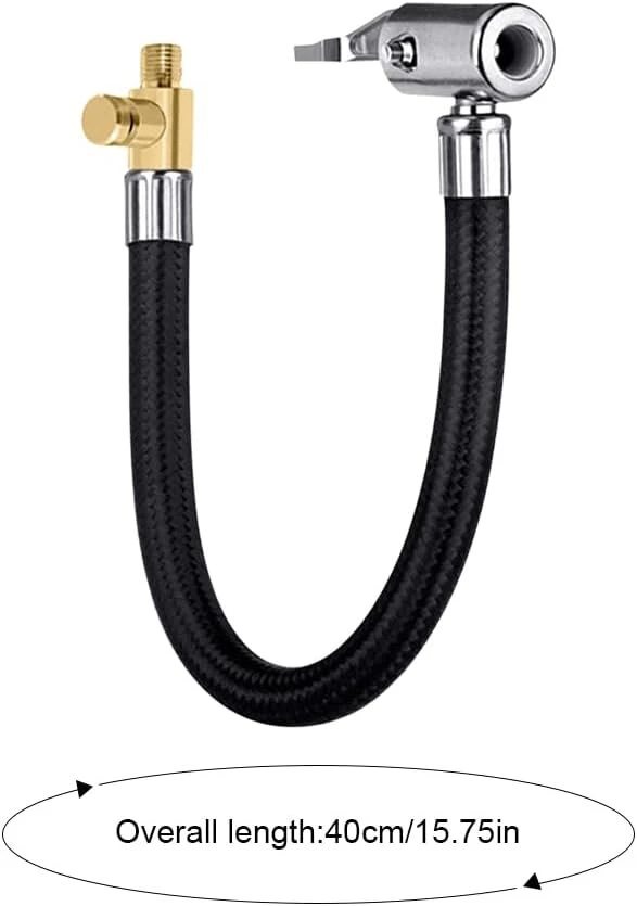 Ventilio prailgintuvas, automobilių ventilių rinkinys, 40 cm padangų pripūtimo žarna su 2 vnt. 8 mm automobilio ventilio adapteriu, padangų pripūtimo žarna oro siurblio adapteriui, automobiliui, dviračiui, motociklui, kompresoriui Dmp180z/dmp181z, juoda