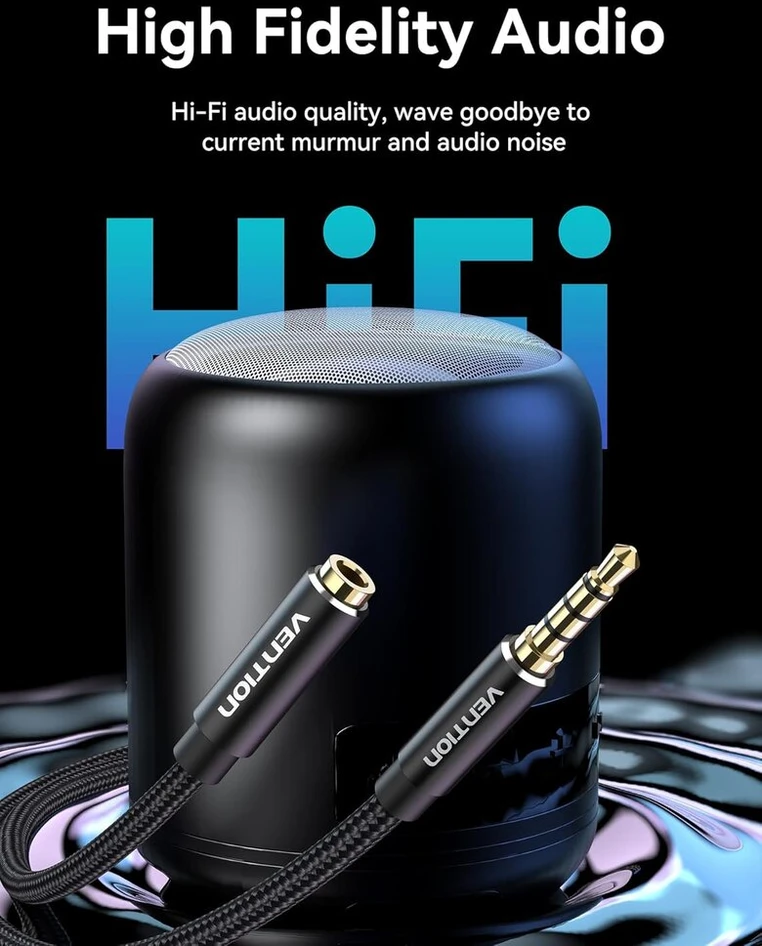 Vention Ausinių ilgintuvas su mikrofonu, 3.5 mm Aux ilgintuvas, nuo vyriško iki moteriško, audio kabelis, stereo ausinių kabelis, audio lizdo ilgintuvas Ausinėms/tv/nešiojamam kompiuteriui 2 m