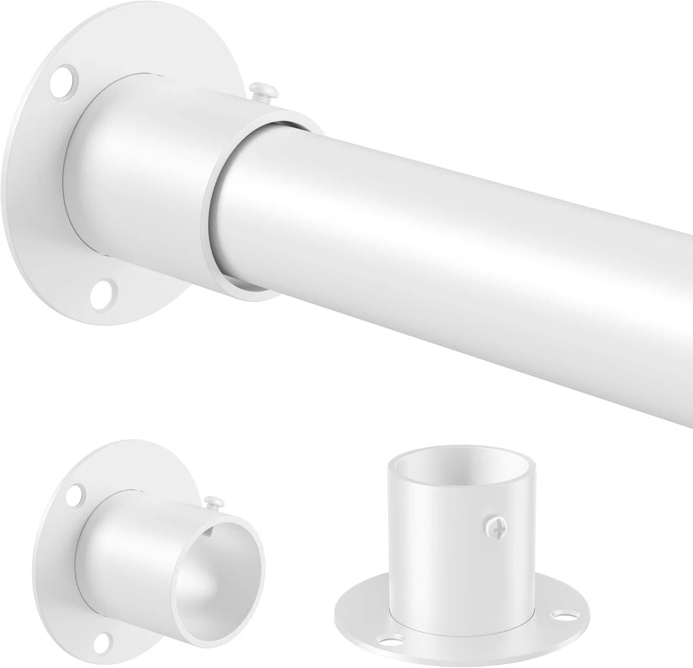 Venwemong drabužių kabykla, skirta prispaudimui su gręžimo rinkiniu ir vinimis tvirtinimui prie sienos, balta, 84–160 cm, 32 mm