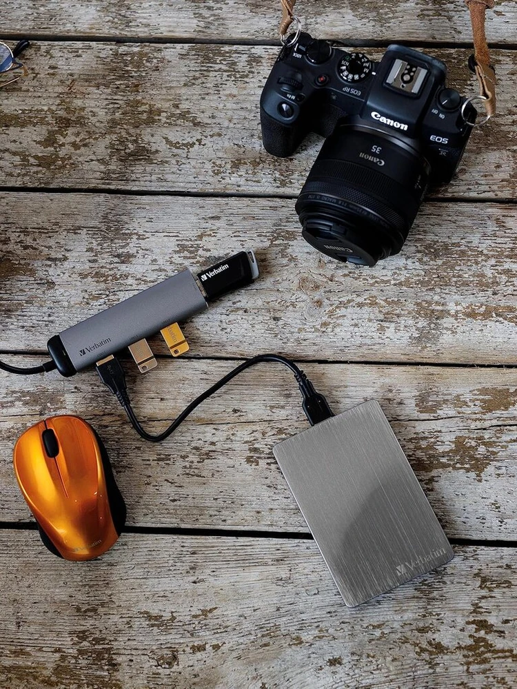 Verbatim Store 'n' Go Aliuminio Slim 1tb sidabrinis išorinis kietasis diskas Usb 3.2 Gen 1 išorinis kietasis diskas aliuminio kietasis diskas, skirtas Windows & Mac Os X nešiojamasis kietasis diskas Usb kietasis diskas