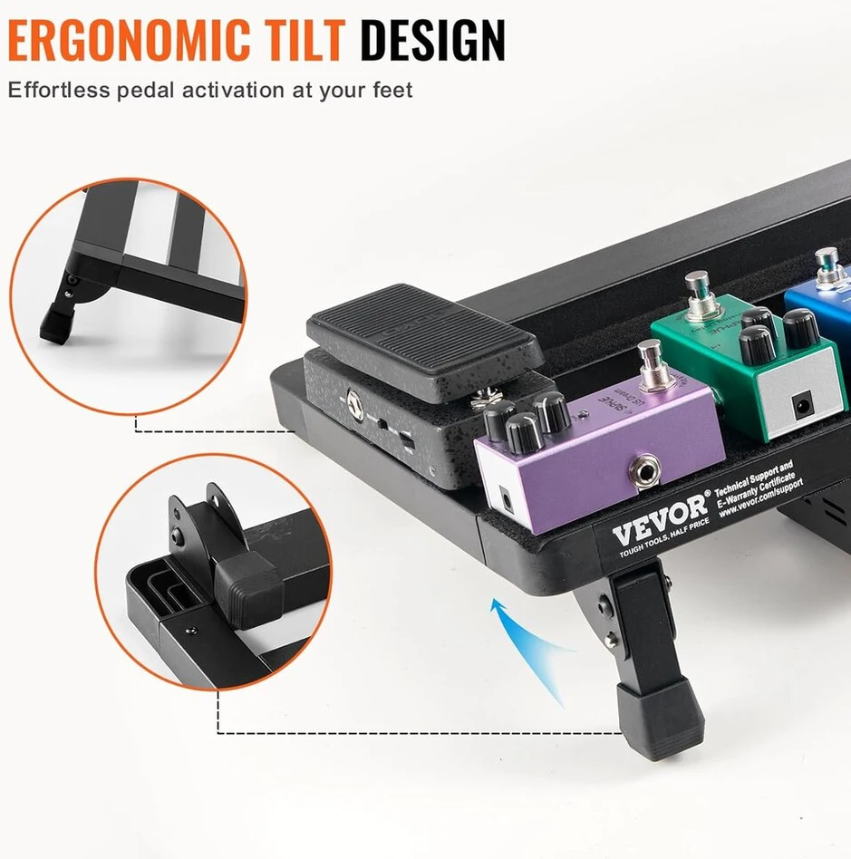 Vevor gitaros pedalų lenta 508x280mm aliuminio lydinio 1.2kg itin lengva sulankstoma gitaros efektų pedalų lenta su nešiojimo krepšiu Velcro juostelėmis 10-12 gitaros pedalams