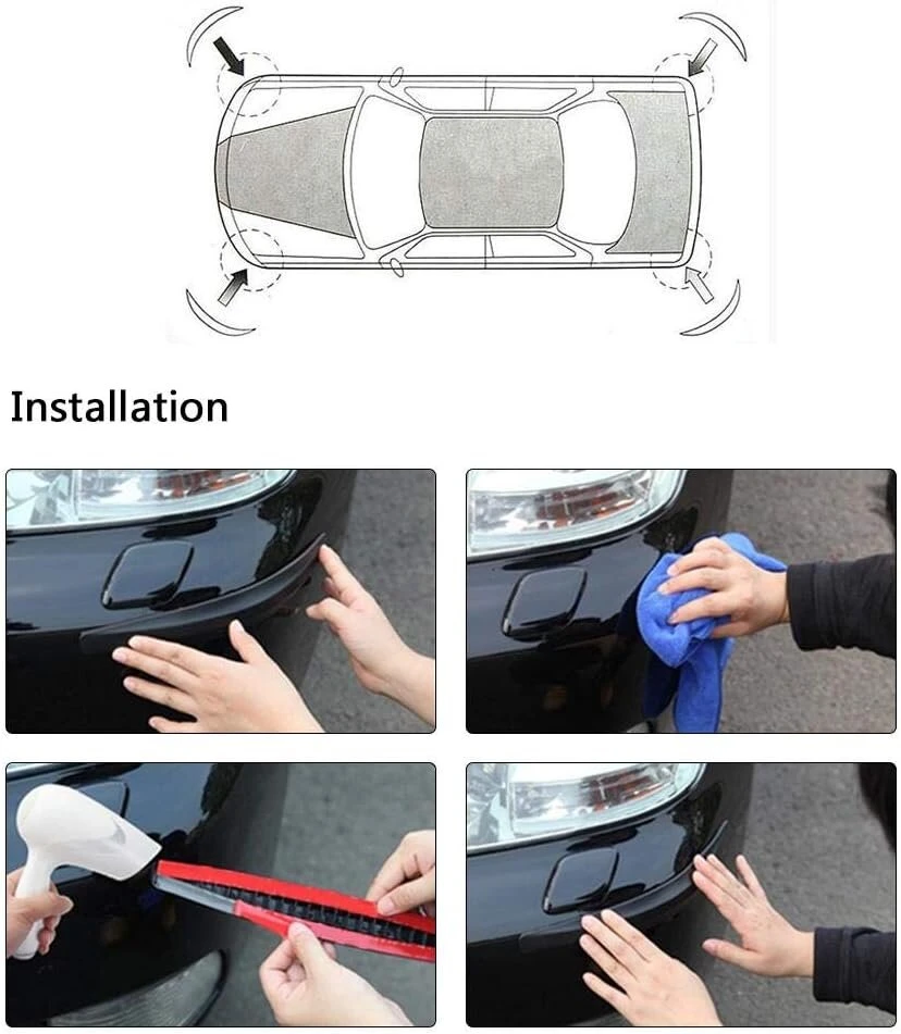 Vgeby1 2 x automobilio bagažinės slenksčio apsauga, 2 x anglies pluošto priekinio ir galinio buferio apsauga, apsaugos nuo susidūrimo juostelė daugumai automobilių (balta) automobilių priežiūros priemonės