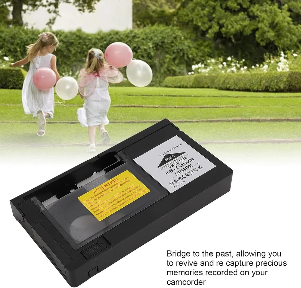 Vhs-c kasetės adapteris, vieno mygtuko valdymo kasetės keitiklis su atkūrimu, skirtas s-vhs-c ir s-vhs kasetėms, tinka visoms standartinėms 1,2 mm kasetėms, numatytasis