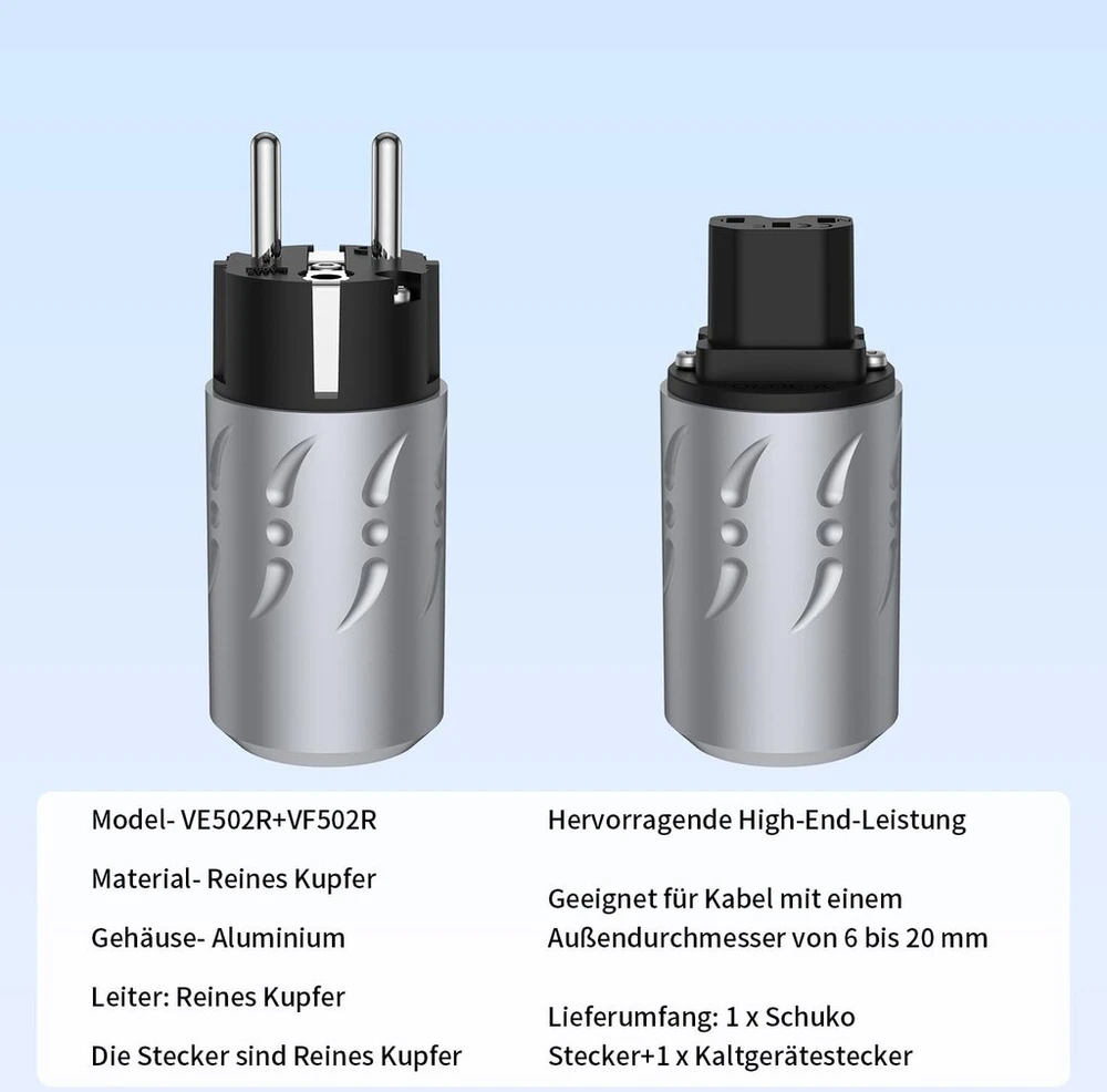 Viborg Ve502r+vf502r aukštos klasės schuko kištukas ir hifi iec kištukas (gryno vario, padengtas rodžiu)