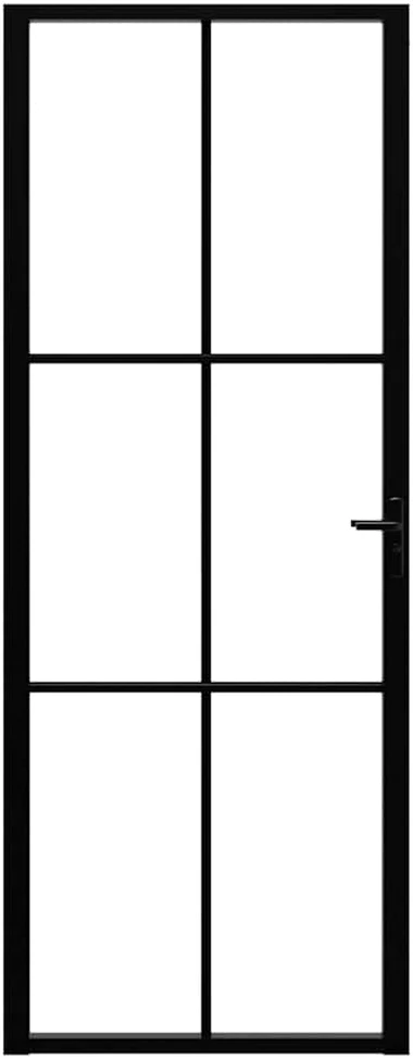 Vidaus durys, juodos, 76x201,5cm, ESG stiklas ir aliuminis