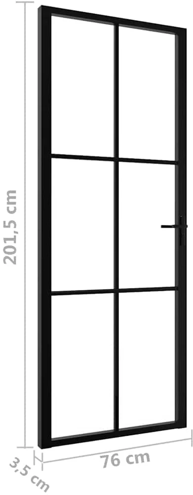 Vidaus durys, juodos, 76x201,5cm, ESG stiklas ir aliuminis
