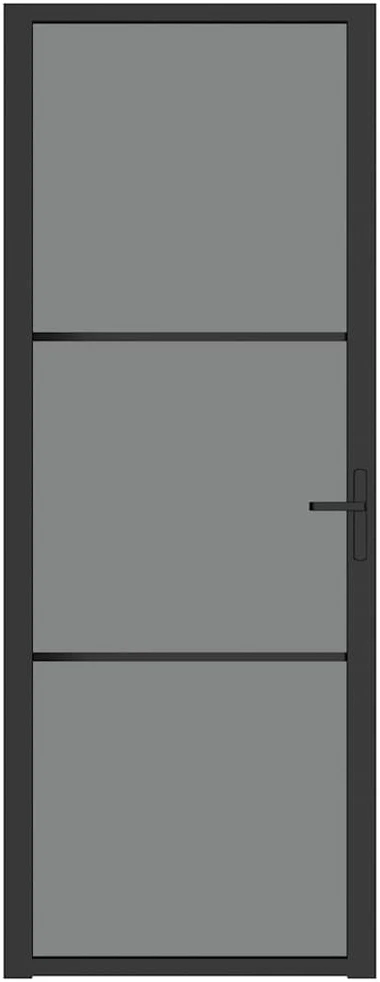 Vidaus durys, juodos, 76x201,5cm, ESG stiklas ir aliuminis