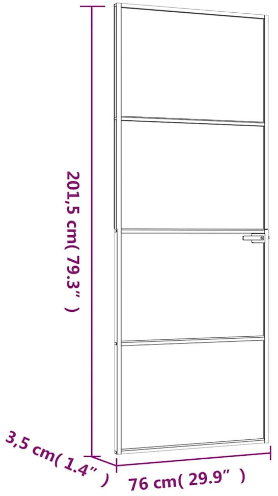 Vidaus durys, juodos, 76x201,5cm, grūdintas stiklas/aliuminis