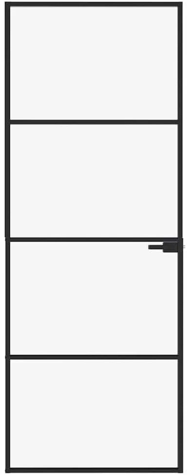 Vidaus durys, juodos, 76x201,5cm, grūdintas stiklas/aliuminis