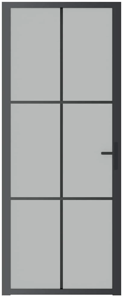 Vidaus durys, juodos, 83x201,5cm, matinis stiklas ir aliuminis