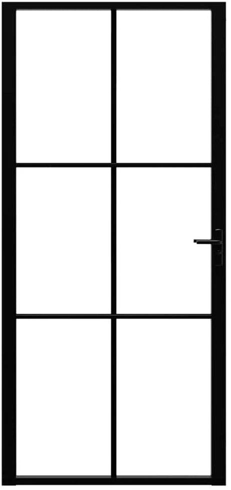Vidaus durys, juodos, 93x201,5cm, ESG stiklas ir aliuminis