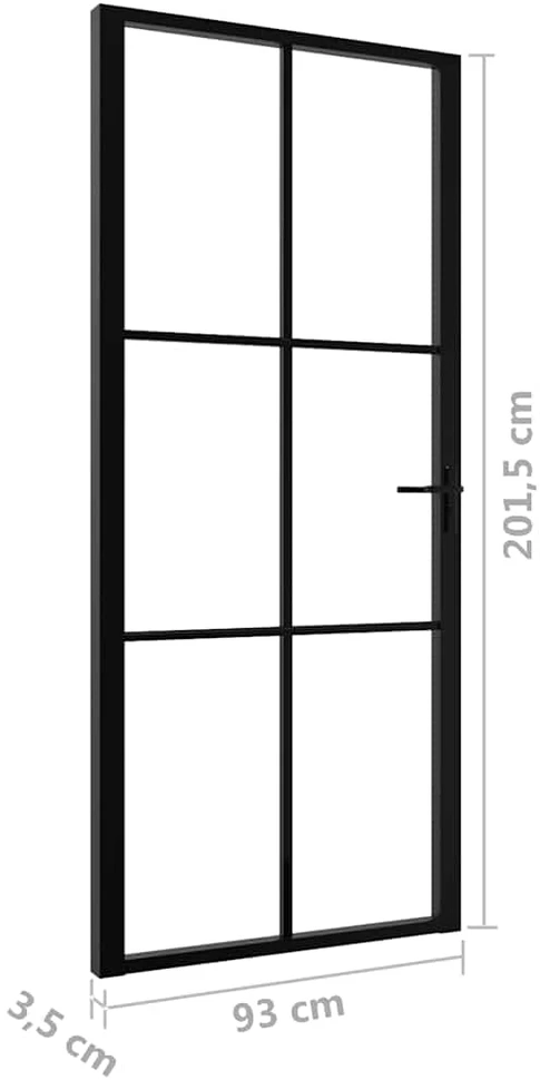 Vidaus durys, juodos, 93x201,5cm, ESG stiklas ir aliuminis