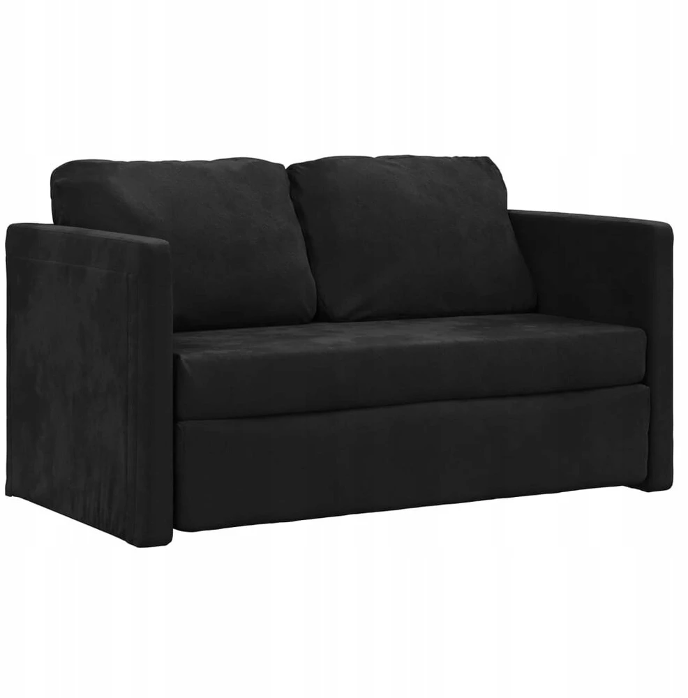 Fotelis Vidaxl 2-in-1 grindų sofa, juoda, 122x204x55 cm, velvetas