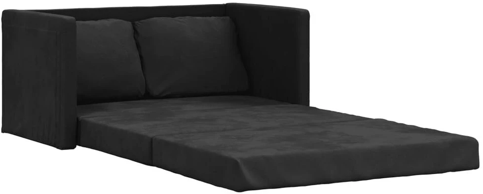 Fotelis Vidaxl 2-in-1 grindų sofa, juoda, 122x204x55 cm, velvetas