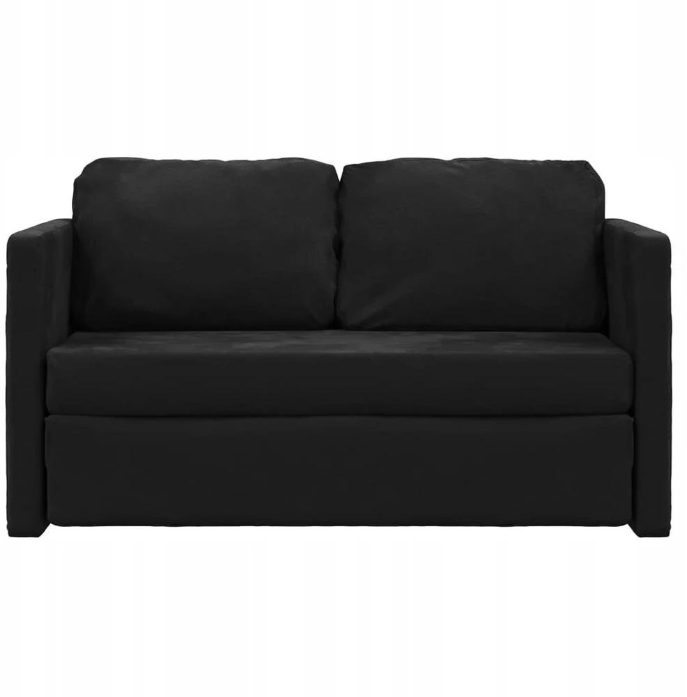 Fotelis Vidaxl 2-in-1 grindų sofa, juoda, 122x204x55 cm, velvetas