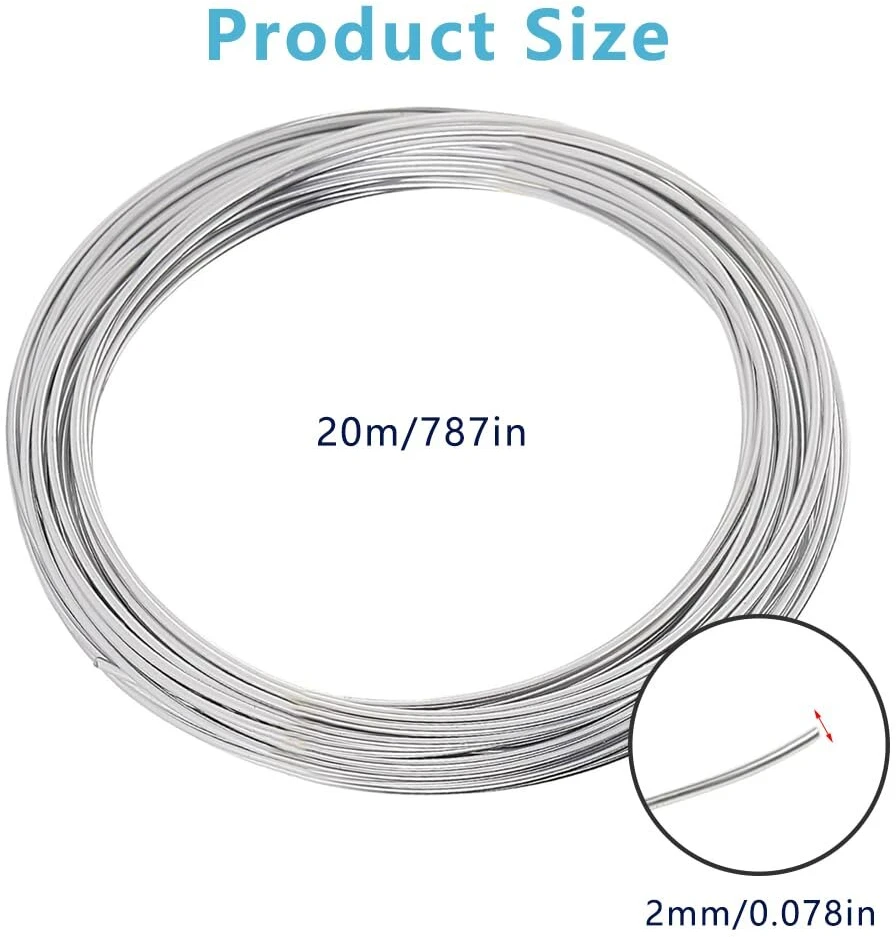 Viela rankdarbiams, 2 mm x 20 m, aliuminio viela, viela rankdarbiams, sidabrinė, modeliavimo viela, viela papuošalams gaminti, papuošalų gamyba, rišimo viela, modeliavimo viela, "pasidaryk pats" skulptūroms, bonsų medžiams