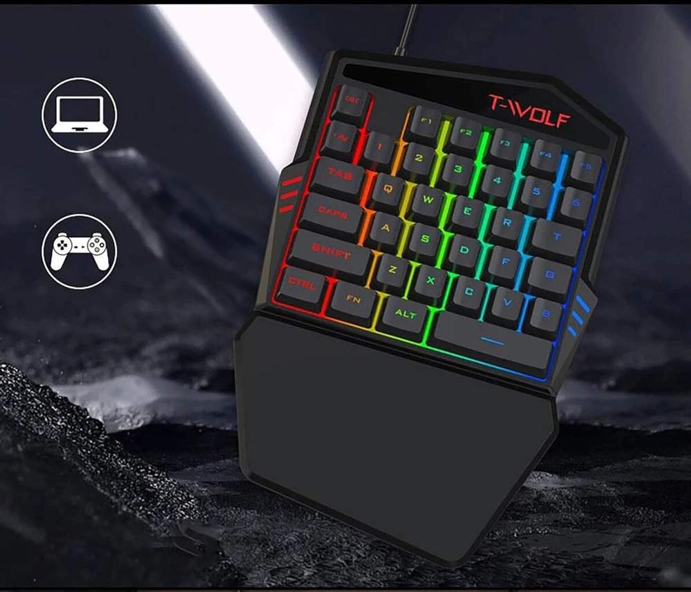 Vienos rankos žaidimų klaviatūra su Rgb apšvietimu