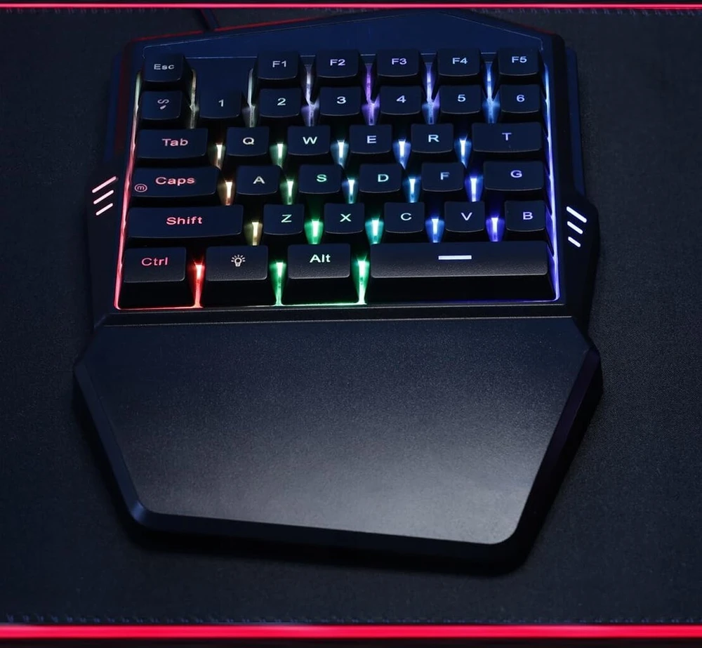 Vienrankė apšviesta rgb mini klaviatūra su 35 klavišais, fn klavišu / kvėpavimo lemputėmis / usb 2.0 žaidimų klaviatūra