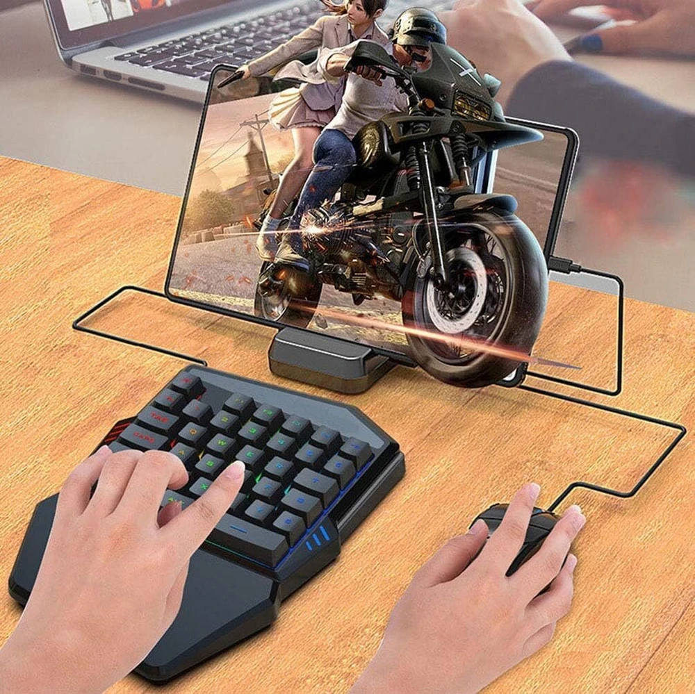 Vienrankė apšviesta rgb mini klaviatūra su 35 klavišais, fn klavišu / kvėpavimo lemputėmis / usb 2.0 žaidimų klaviatūra