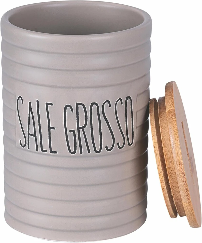 Villa D'este Home Tivoli druska rupi 750 ml indelis su keraminiu dangteliu, bambuko formos
